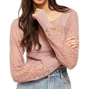Free People Crystallized Boatneck Pointelle Sweater